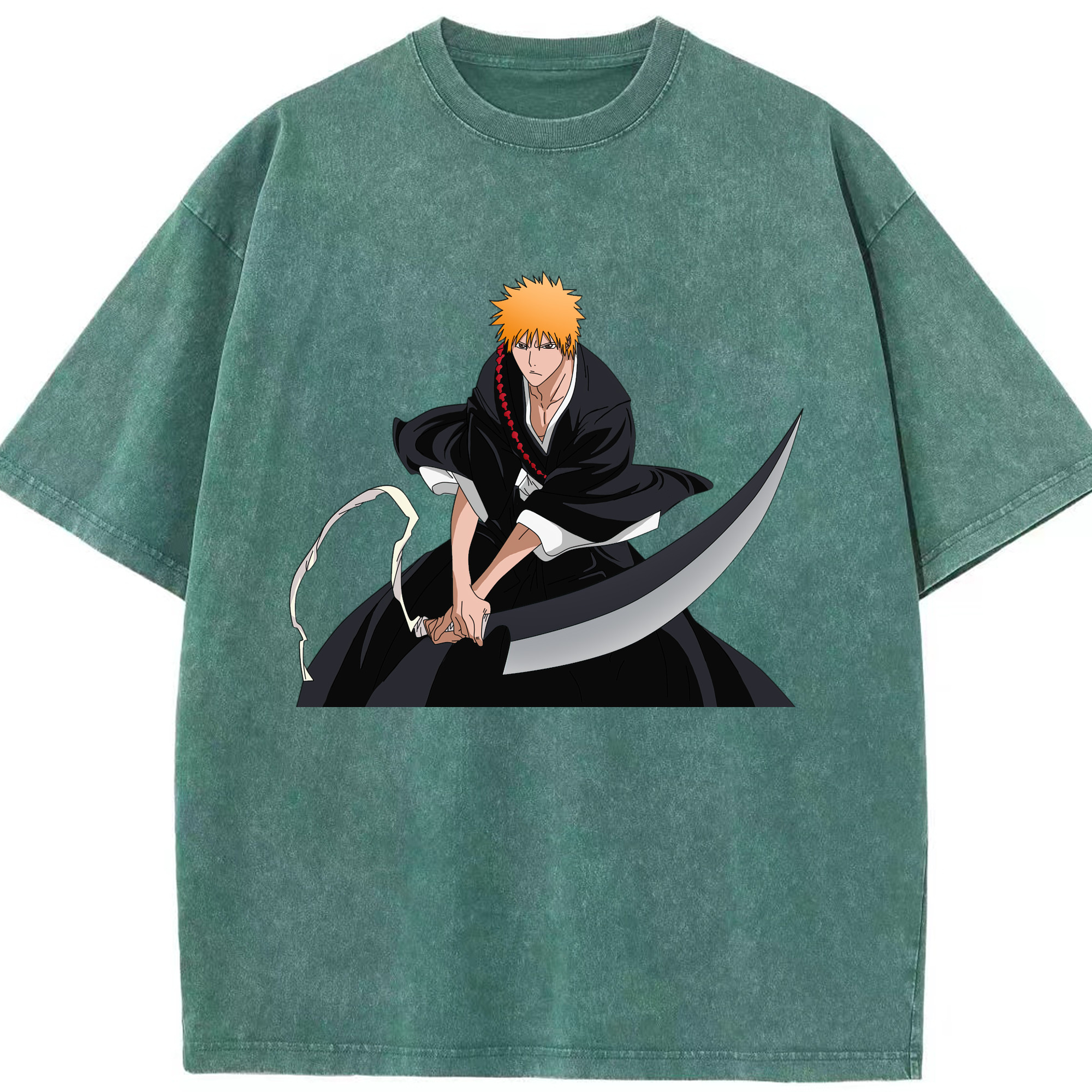 （画像用） ブリーチ 黒崎一護（くろさき いちご）BLEACH Kurosaki Ichigo 綿100% ヴィンテージ風 半袖Tシャツ（フロントプリント）